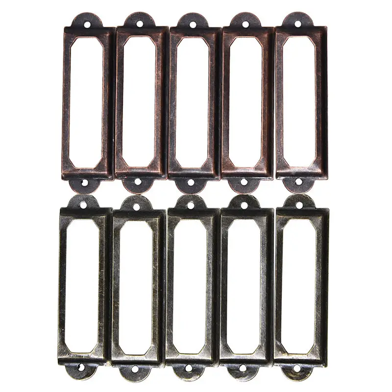 

10pcs/lot 60x17mm Antique Brass Metal Label Pull Frame Handle File Name Card Holder For Furniture Cabinet Drawer Box Case Bin