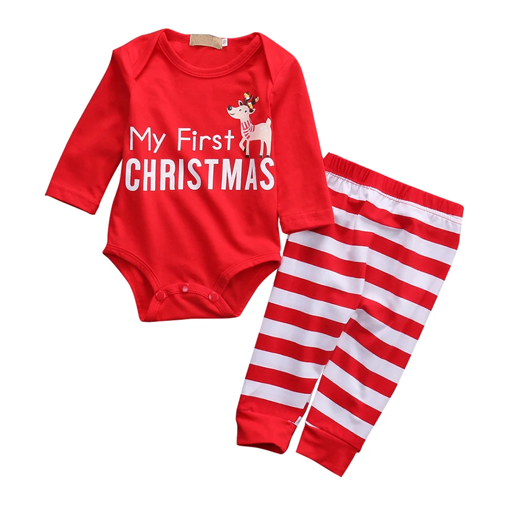 Toddler Christmas Clothes Unisex Baby Cute Long Sleeve Sleepwear My First Boy Outfit Set Girls Winter | Детская одежда и обувь