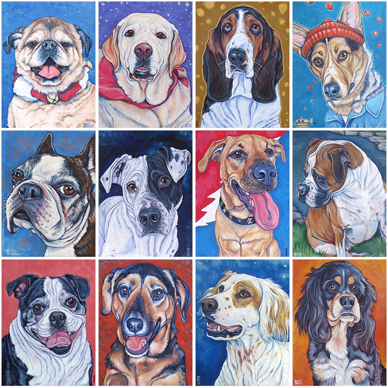 

DIY 5D Diamond Painting Dog Cross Stitch Animal Embroidery Full Square Round Cartoon Picture Rhinestones Mosaic Decor Home Gift