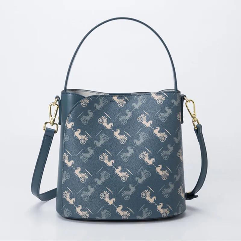 

High Quality Genuine Leather Simple Ladies Portable Bucket Bag 2022 New Fashion Single Shoulder Messenger Bags for Women Onthego