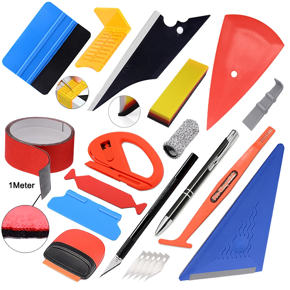 

EHDIS Carbon Film Vinyl Wrap Car Tool Kit PPF Rubber Scraper Magnet Squeegee Decals Cutter Knife Window Tinting Auto Accessories