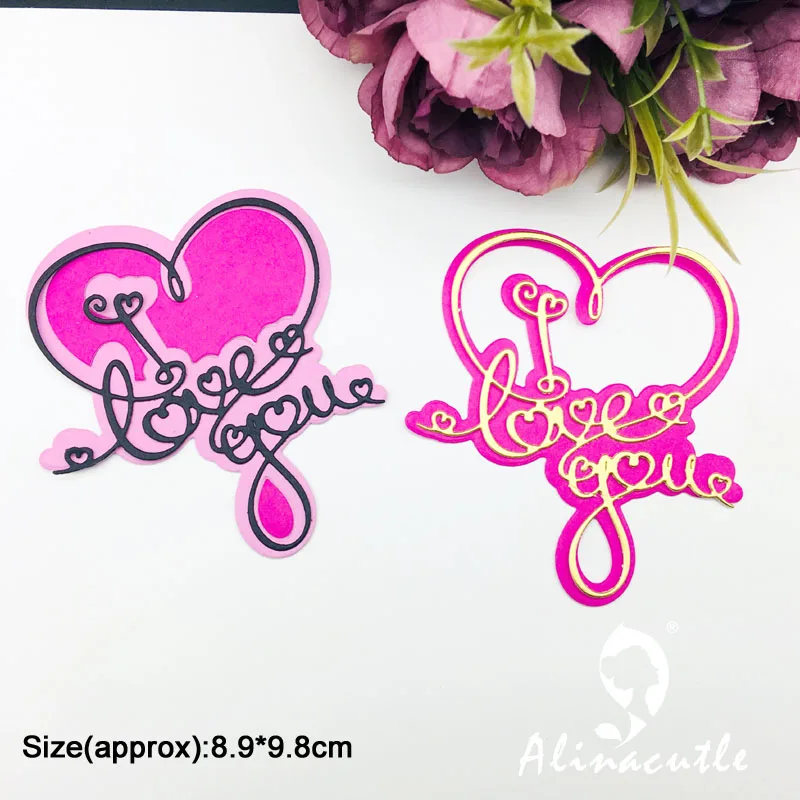 Metal Cutting Die Cut I Love You Shadow Scrapbook Paper craft album Handmade Card Stencil Cutter Punch Art Dies Alinacutle | Дом и сад