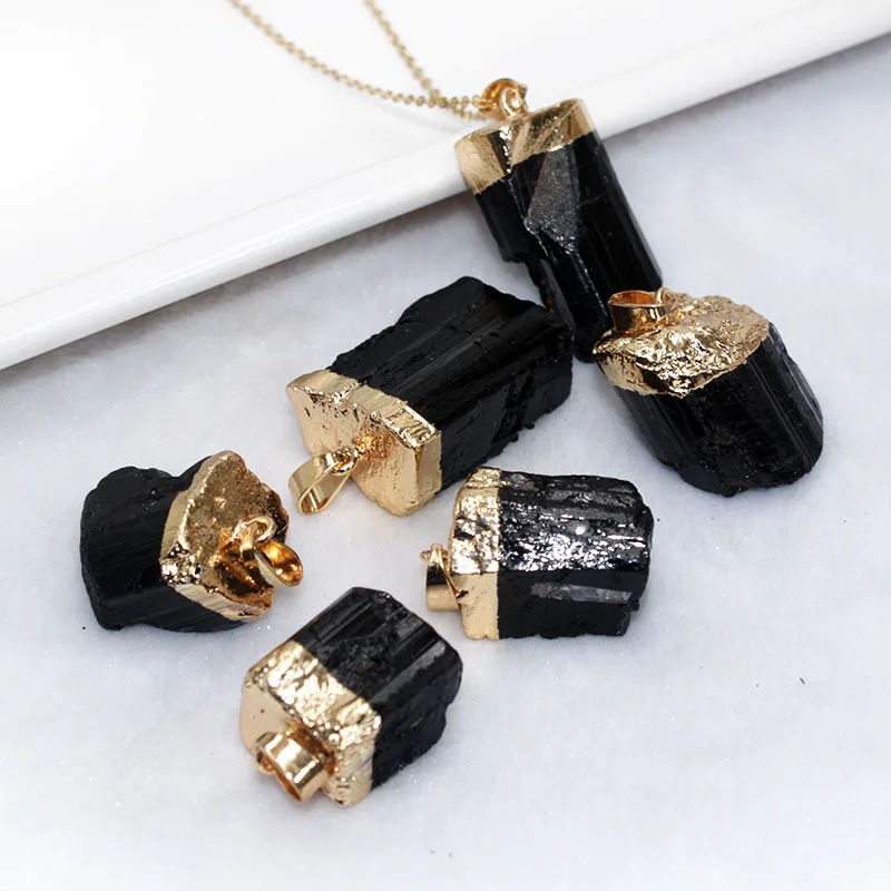 Черный турмалиновый кулон натуральный черный турмалин необработанный