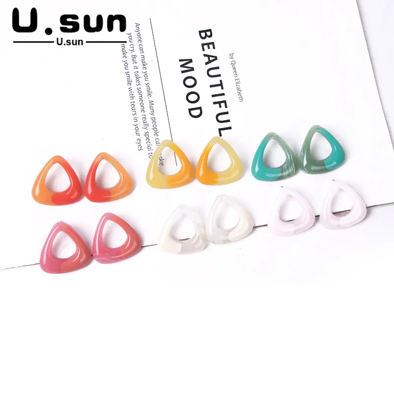 U. Защита от солнца из цветных полимеров серьги корейский геометрической формы
