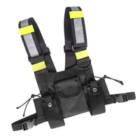 radio chest pocket radio harness chest front pack adjustable black chest bag with reflective strips for 2way radio walkie talkie