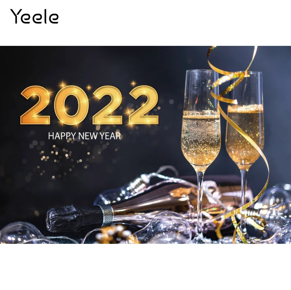 

Yeele 2022 New Year Celebration Backdrop Champagne Charm Photography Backdrop Christmas Party Decoration Background Photo Studio