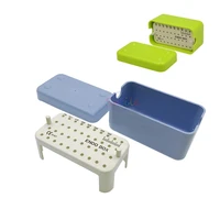 1pcs 40 holes needle box dental plastic box with ruler files burs holder stand autoclavable sterilization case tools