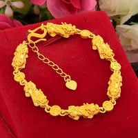 24k yellow gold plated bracelet for men women vintage copper coin small brave gold hand chain bracelets wedding jewelry gifts