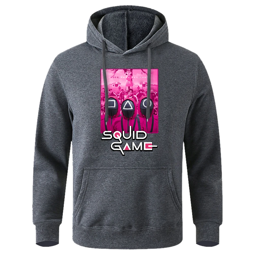 

New Autumn Squid Game One Two Three Wooden People Printing mens Hoody Snug Skin-Friendly Sweater Warm Street male Sweatshirt