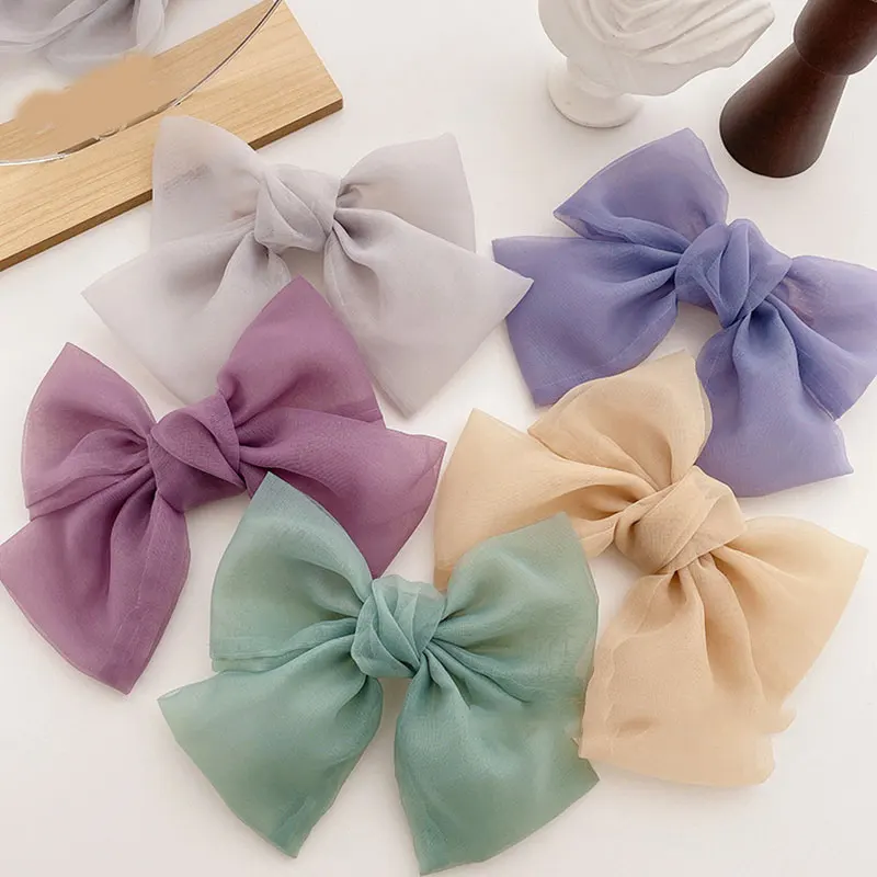 

Woman Organza Solid Big Bow Hairpins Women Hair Accessories Girls Hair Clips Headwear Ornaments Bowknot Barrettes