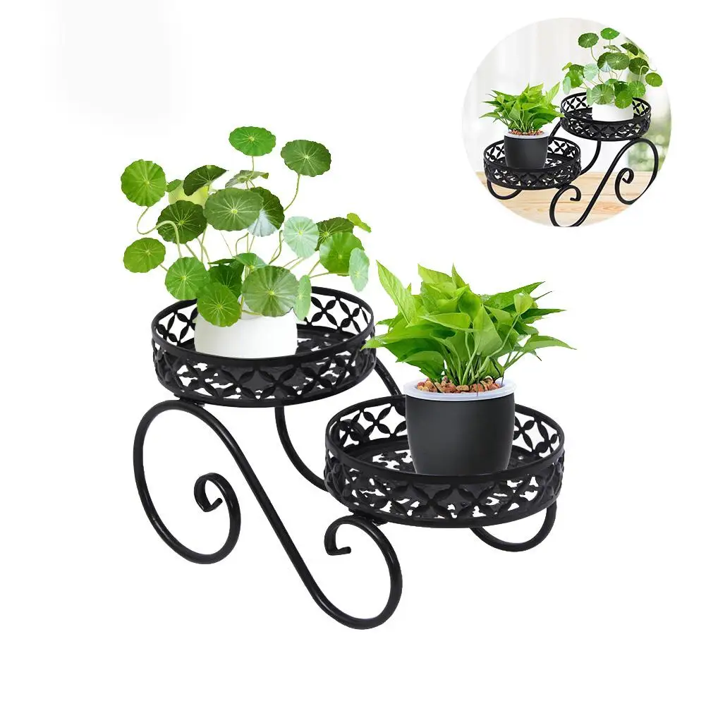 

Wrought Iron Flower Stand Holder Succulent Plant Flowerpot Bonsai Rack Living Room Balcony Floor Planter Organizer Display Shelf