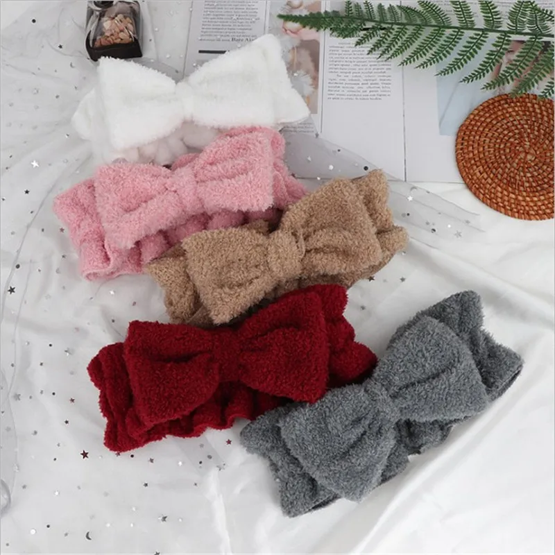 

Wash Face Bow Hairbands For Women Girls Plush Bow Headbands Headwear Makeup Soft Hair Bands Turban Hair Accessories