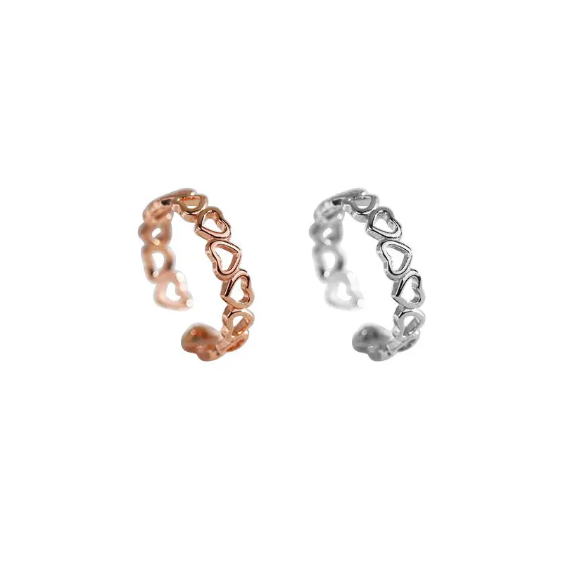 

YC3207R S925 Sterling Silver Fashion Exquisite Zircon Cutout Heart Adjustable Ring Party Gift Evening Woman Jewelry Ring 2021