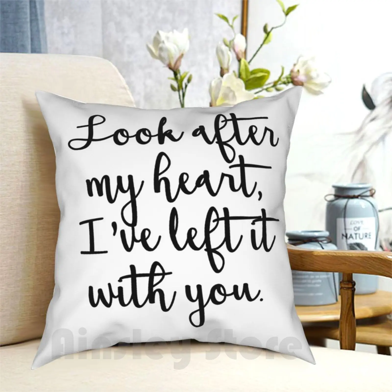 

Look After My Heart , I'Ve Left It With You. Pillow Case Printed Home Soft DIY Pillow cover Edward Cullen Twilight Saga