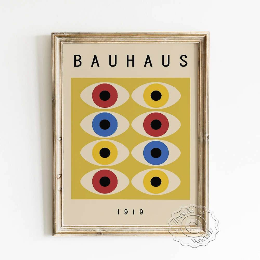 

Bauhaus Style Exhibition Museum Poster, Neoplasticism Eye Art Print Wall Picture, Color Pupil Canvas Painting, Modern Home Decor