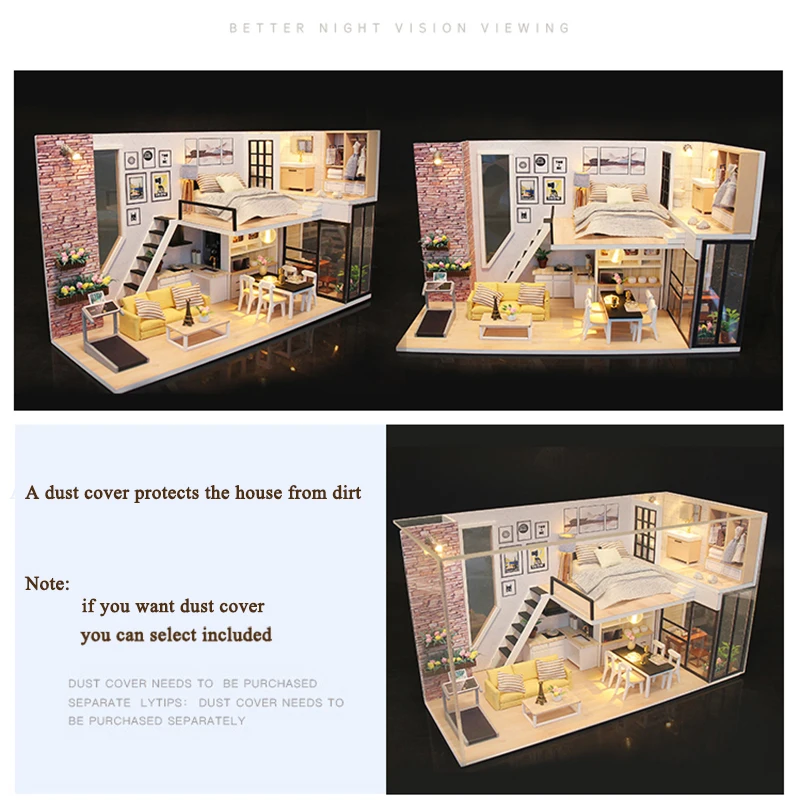 Roombox Кукольный дом деревянный миниатюрный DIY кукольный домик мебель набор собрать С Пылезащитным покрытием Куклы Домашние игрушки для детей Подарки