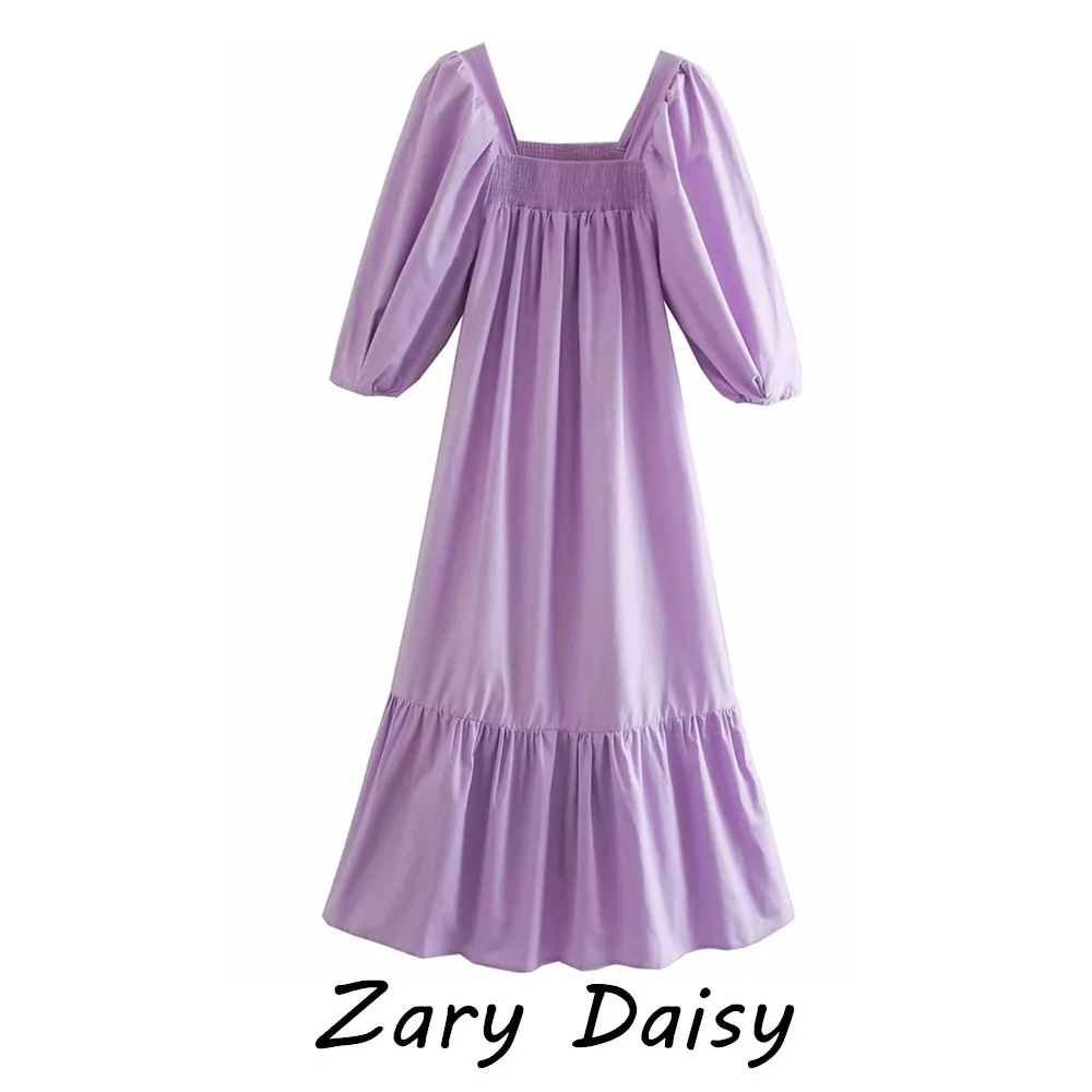

Zary Daisy2021 весеннее Новое Женское модное универсальное тонкое платье с пышными рукавами длинная юбка