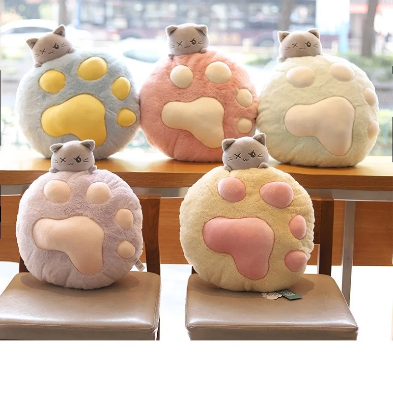 

Creativity Kawaii Cat Paw Pillow Air Conditioning 2 In 1 Plush Toys Office Cushion Upholstered Animal Figurine Doll Holiday Gift