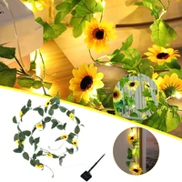 20 led solar artificial sunflower garland fairy light hanging flower vine string lamp safety warm white wedding party home decor