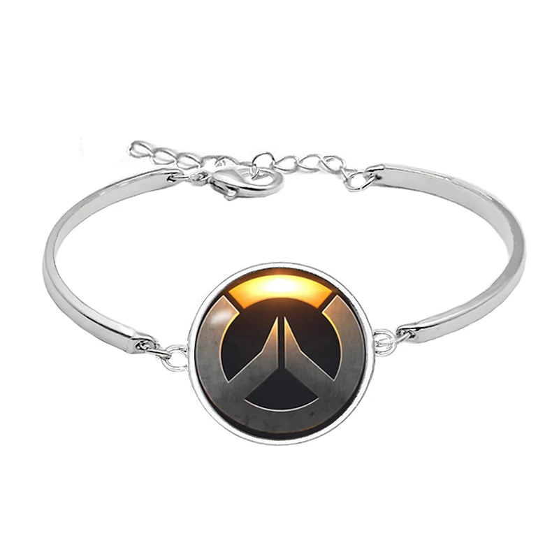 Игра OW браслеты логотип стекло кабошон Черный Плетеный Браслеты-кольца ручной