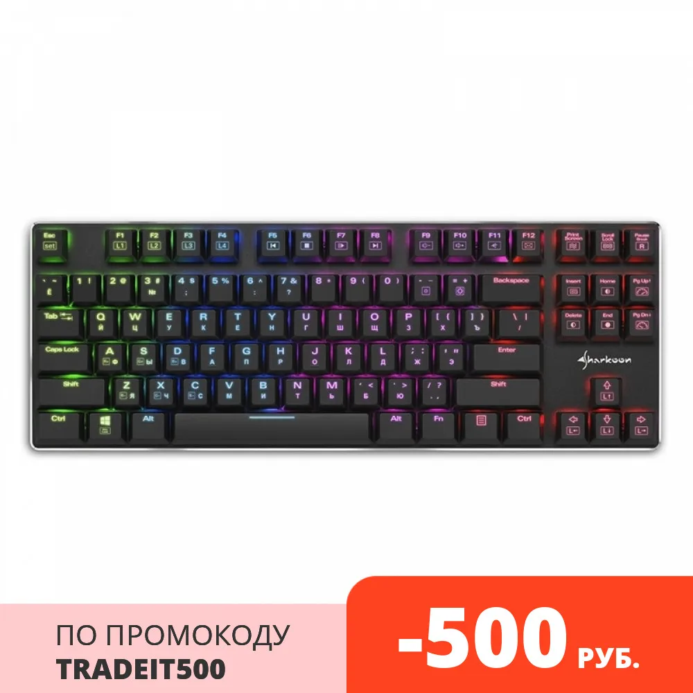 Клавиатура Sharkoon PureWriter TKL RGB Red механическая Kailh проводная подсветка USB цвет: черный