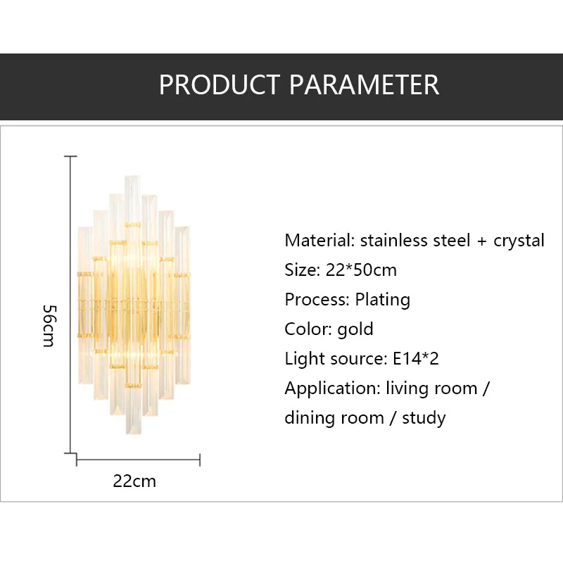 Настенный светильник из хрустального стекла в скандинавском стиле современный