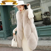 fur coat women real winter jacket fox fur vest women sleevelss luxury clothes furry vests 2021 veste fourrure femme kj8411