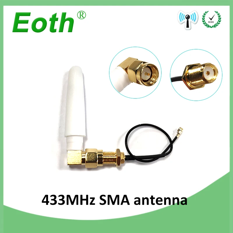 433 МГц Антенна 2.5dbi SMA разъем lora lorawan локоть м антенн Lorawan + 21 см RP SMA/u.FL