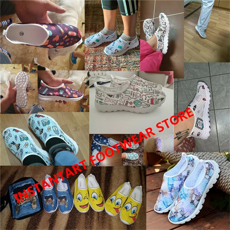 

INSTANTARTS Pretty Bohemia Butterfly Flats Shoe for Women Breathable Outdoor Walk Mesh Sneaker Lady Casual Slip on Loafers Shoe