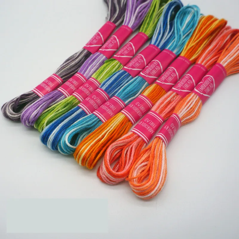 8pcs/card Color Variation Embroidery Variegated Floss Cross stitch 6 strands Thread 8 meters skein | Дом и сад