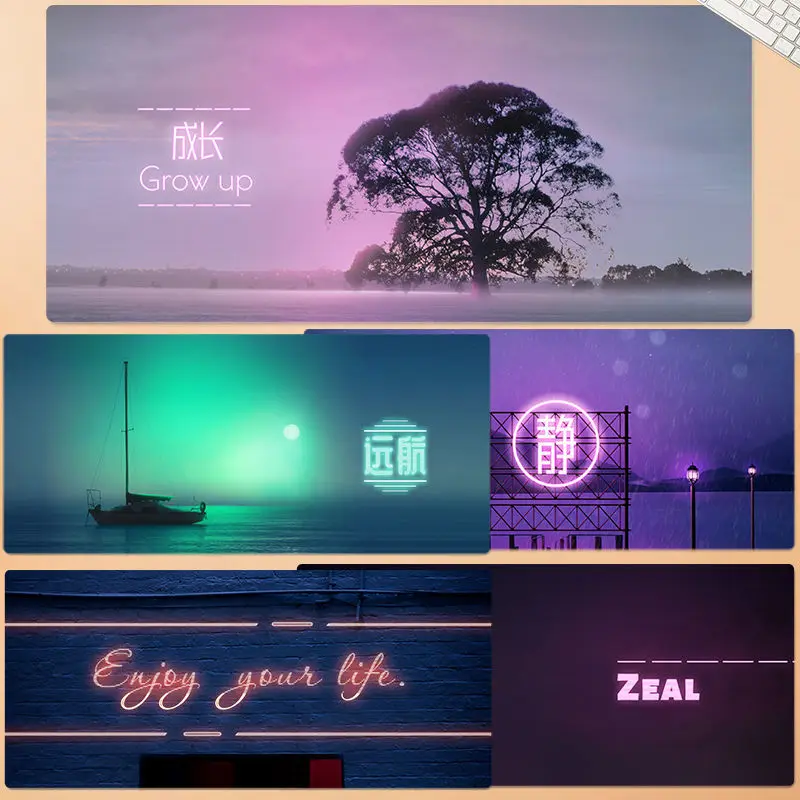

New Neon Style Cute Mouse Pad Creative INS Large Game Computer Keyboard Office Table Mat Christmas Kawaii Desk for Teen Girls
