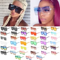 wholesale 40 colors one piece oversized square sunglasses for women 2021 luxury brand black sun glasses female big shades bulk