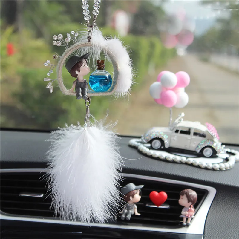 

High-end Atmosphere Female Cute Rearview Mirror Pendant Creative Essential Oil Car Perfume Pendant Ornaments