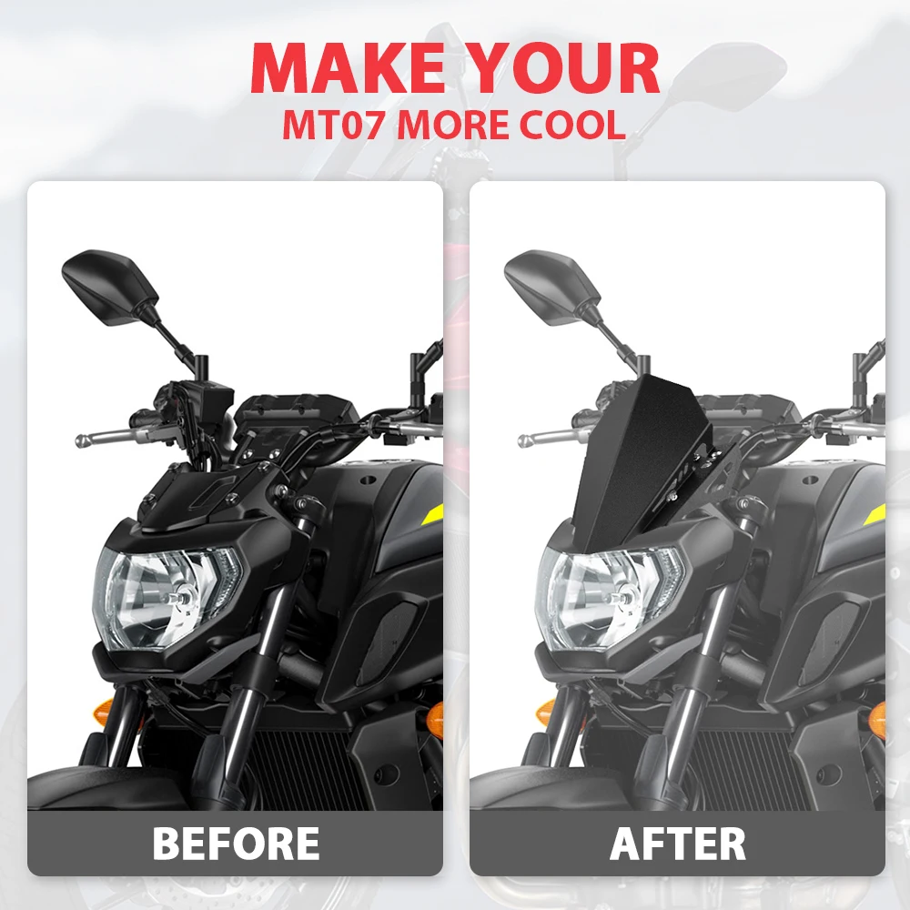 Kemimoto Мотоцикл с ЧПУ лобовое стекло для YAMAHA MT 07 MT07 2018 2019 FZ07 FZ алюминиевая рамка