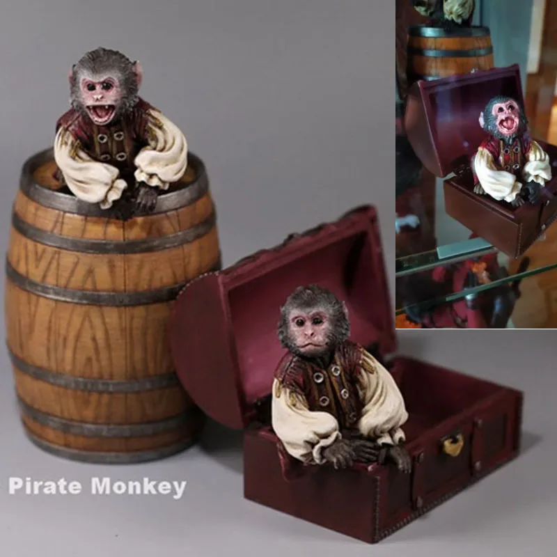 В наличии 1/6 масштаб аксессуар пирата обезьяны бочка вина коробка сокровищ дом
