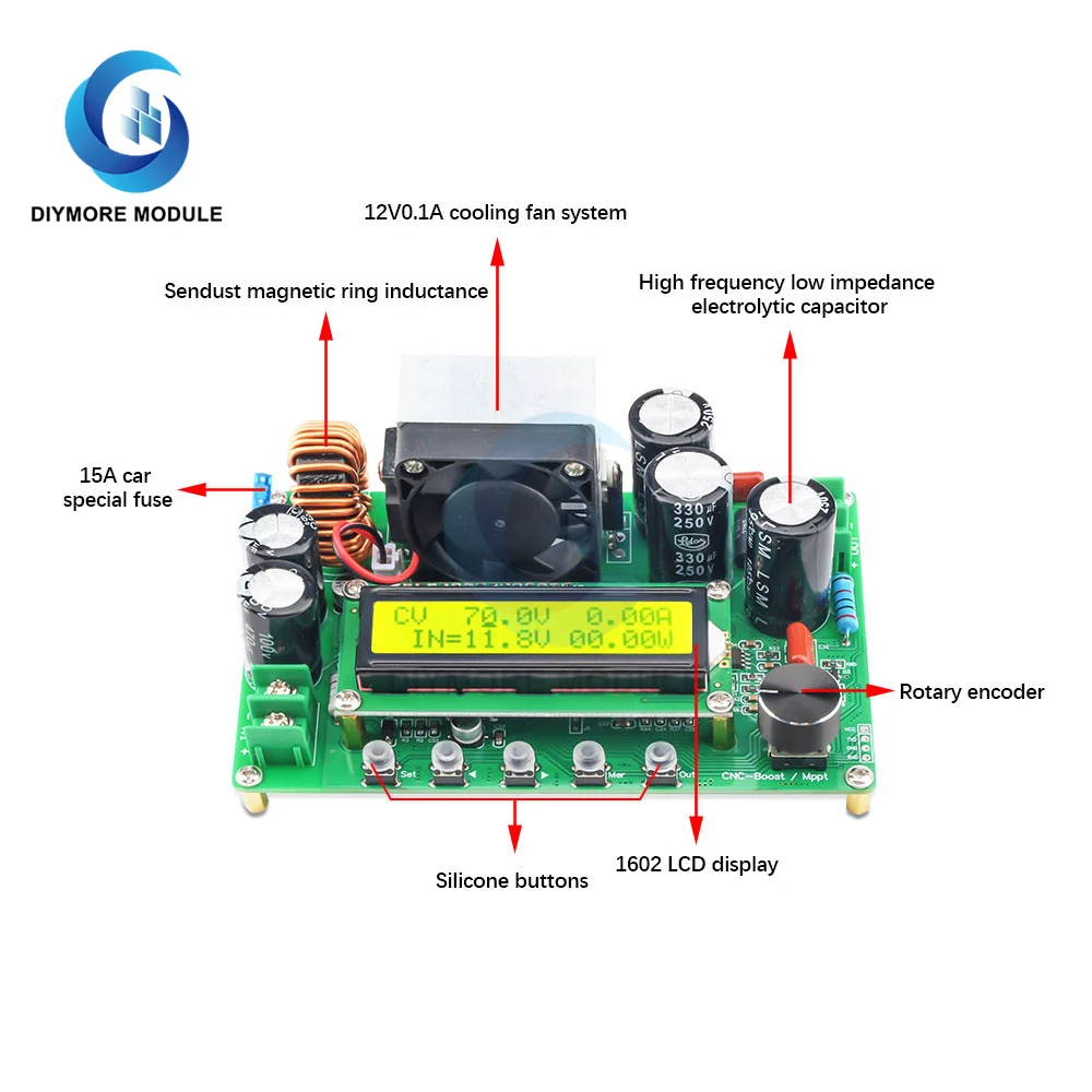 DPX800S DC-DC NC CV CC модуль бустера CNC Boost 12V ~ 120V 0-15A Регулируемый MPPT | Электронные
