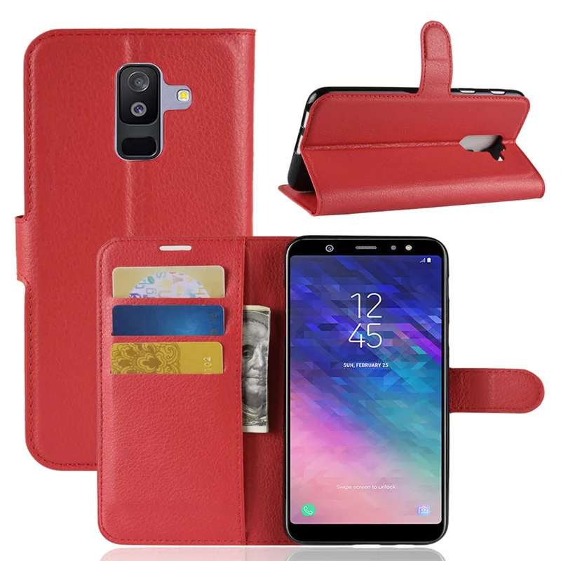 Чехол бумажник для Samsung Galaxy A6 Plus с откидной крышкой 6 0 дюйма кожаный чехол 5 чехлы