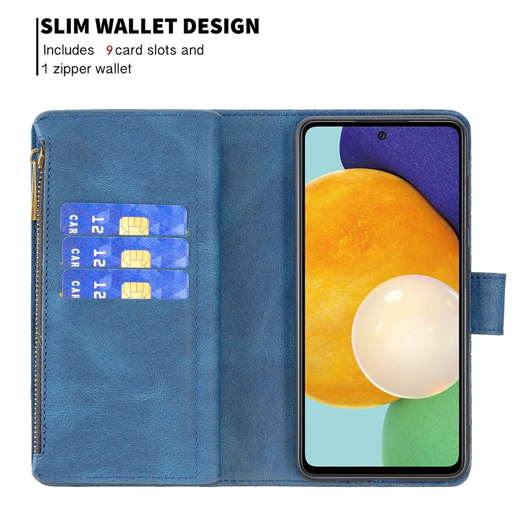 Чехол роскошный для Samsung A52 с карманом для карт, книжный флип-кейс для телефона, держатель для Galaxy 4G.