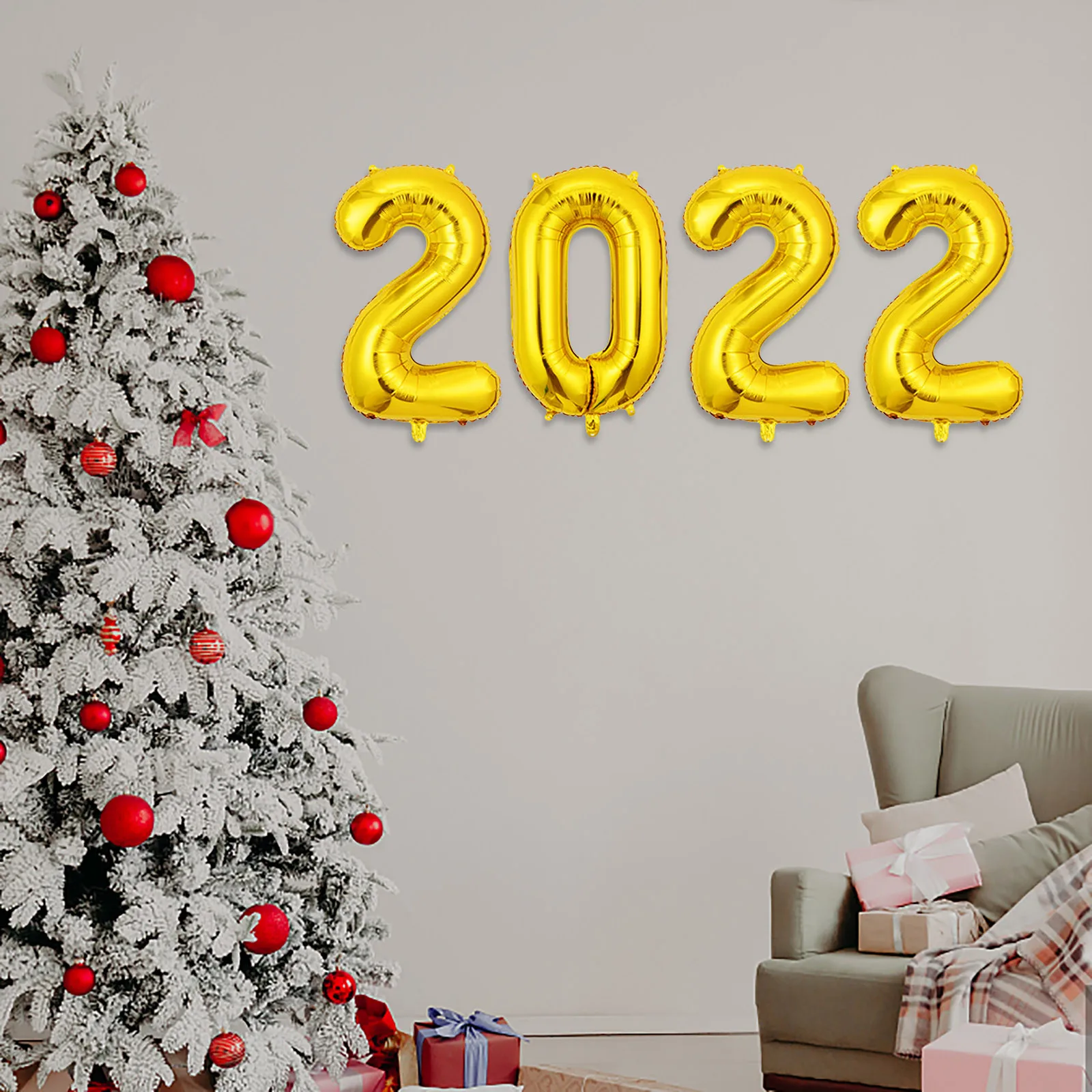 4 шт./компл. Набор новогодних воздушных шаров с золотыми цветными гелиевыми