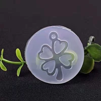 uv resin jewelry liquid silicone mold four leaf grass silicone charms pendant molds for diy intersperse decorate making jewelry