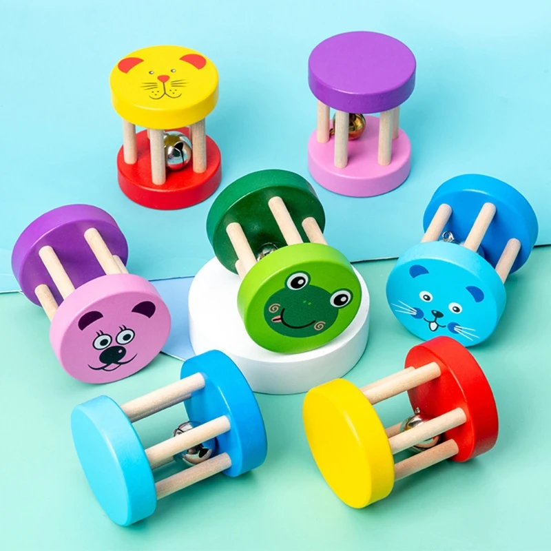 

1PC Bite-free Wooden Bell Rattle for Baby Learning Crawl Toys Brain Game Interactive Crawling Toy Rattle Ball for Infant