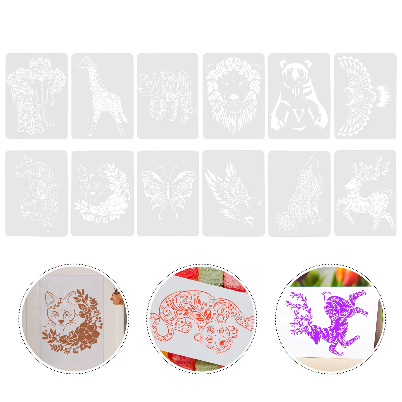 

12 шт. DIY животные шаблон креативная настенная живопись Рисование крафт трафарет