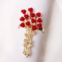 6pcs high end restaurant model room two color floral napkin buckle napkin ring hotel restaurant table jewelry decoration