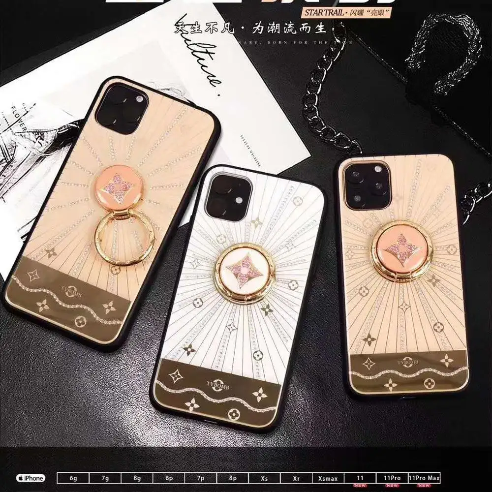 Роскошный чехол для телефона с бриллиантами iPhone 12 mini 11 pro max x xs xr кольцом пальца и