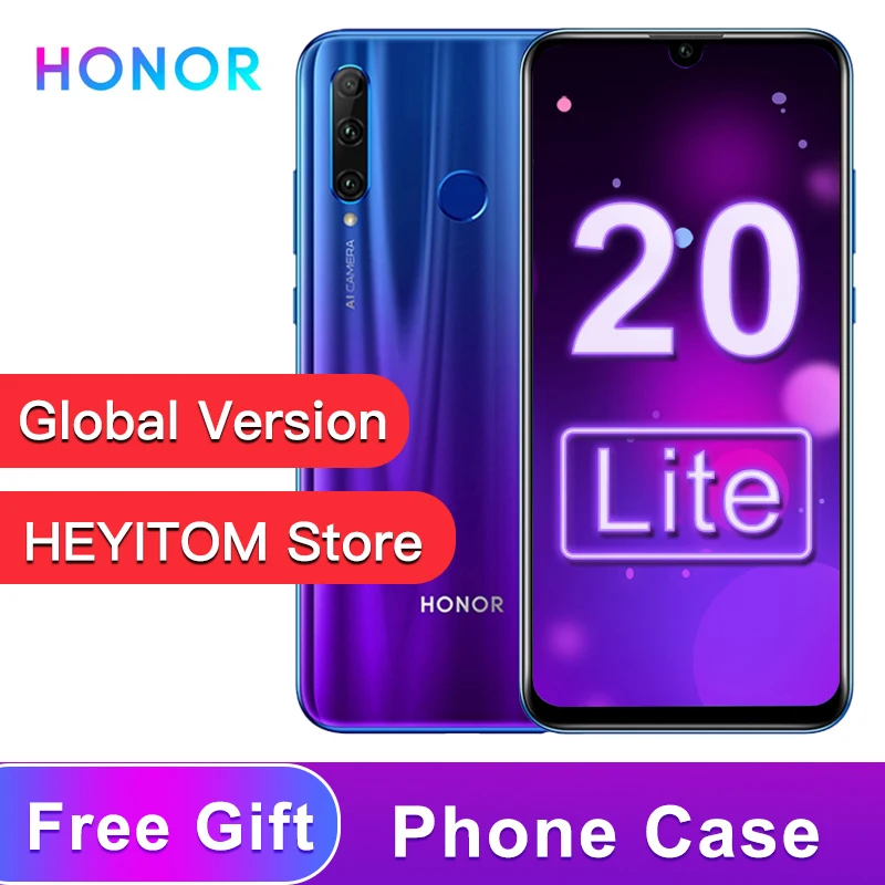 Глобальная версия honor 20 lite мобильный телефон 6,21 дюймов Восьмиядерный разблокировка отпечаток лица Смартфон Android 9,0 honor 20 i
