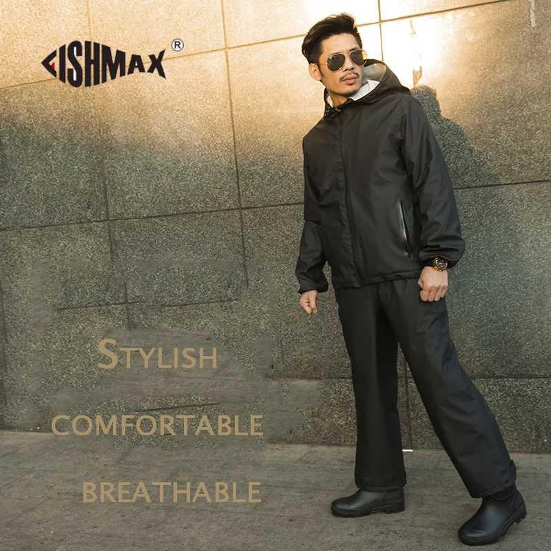 Мужской комплект дождевик и брюки Fish утепленная эластичная Водонепроницаемая