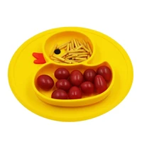 duck silicone divided toddler baby plate non slip kids dinner tray food bowl feeding food tableware cartoon dishes eating dinne