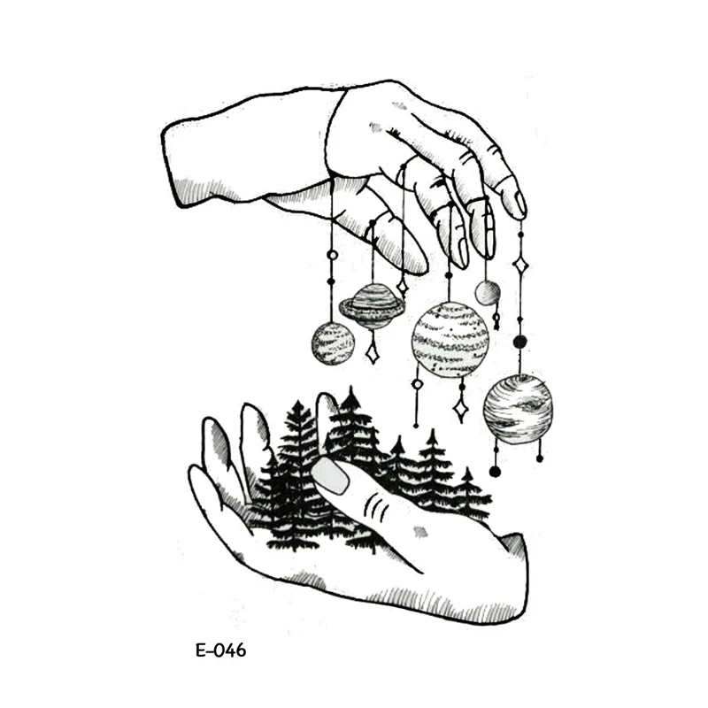 Wyuen тату с геометрическим рисунком планеты новый дизайн поддельные татуировки