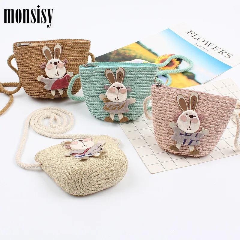 Monsisy летняя Соломенная пляжная сумка детская Наплечная Сумка Детские Мультяшные