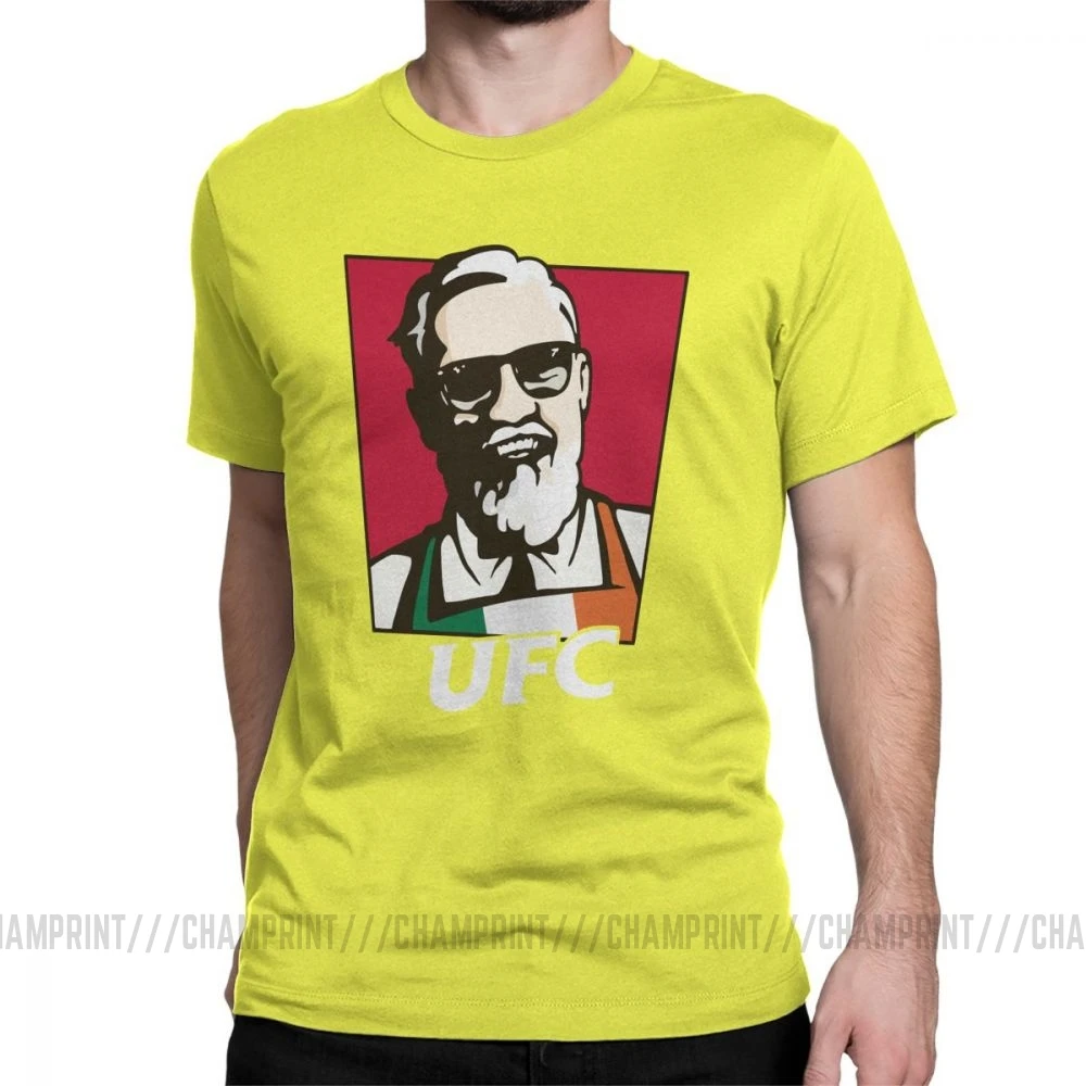 Король Конор Макгрегор MMA KFC креативная хипстерская футболка для мужчин с коротким рукавом топы серые футболки из чистого хлопка футболки с круглым вырезом - Цвет: Цвет: желтый